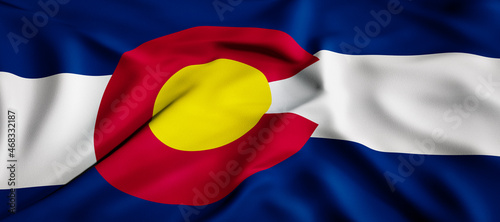 Waving flag concept. National flag of the US State of Colorado. Waving background. 3D rendering.