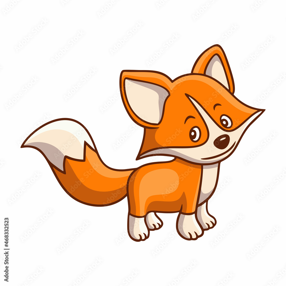 Obraz premium cartoon illustration walking fox