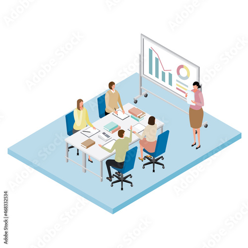 会議・ミーティングをしている人々のイラスト