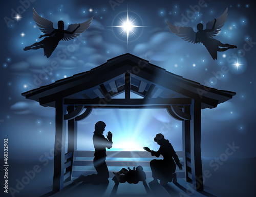 Christmas Nativity Scene Jesus Manger Silhouette