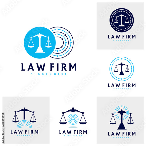 Set of Tech Justice logo vector template, Creative Law Firm logo design concepts