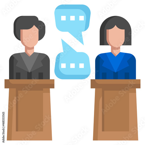 DEBATE flat icon,linear,outline,graphic,illustration
