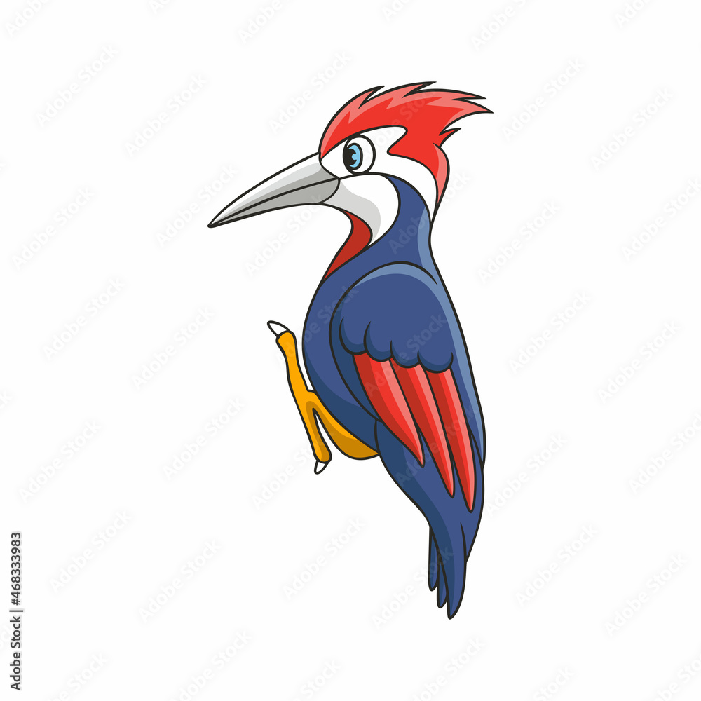 Fototapeta premium cartoon illustration cool woodpecker