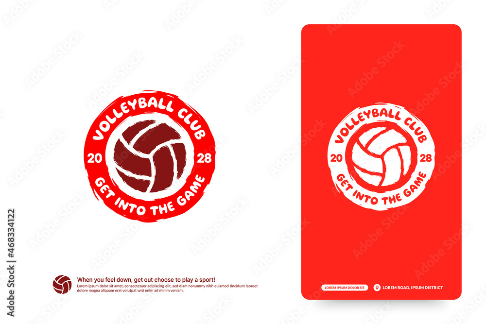Volleyball club logo design template, Volley tournaments logotype concept. Volleyball team identity isolated on white Background, Abstract sport symbol design vector illustrations