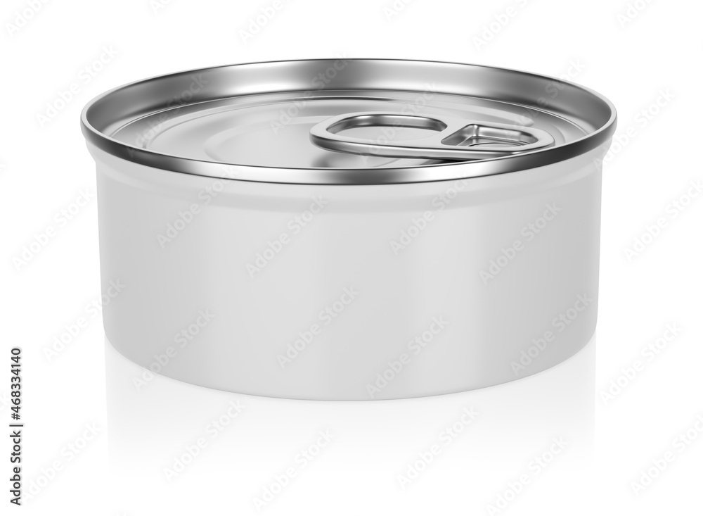 Tin can for preserve food mockup. Isolated on white background Tin can for preserve food mockup. Isolated on white background