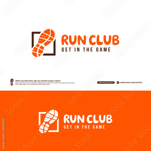 Runing club logo design template, Run tournaments logotype concept. Marathon team identity isolated on white Background, Abstract sport symbol design vector illustrations