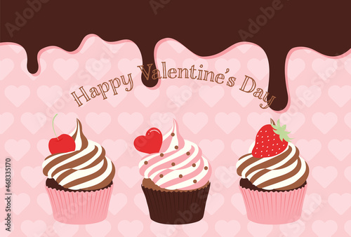 vector background with cupcakes and melted chocolate dripping for banners, cards, flyers, social media wallpapers, etc.