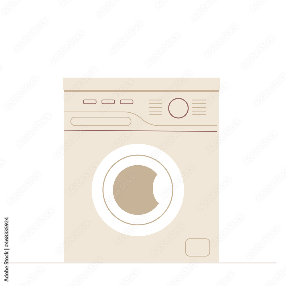Stylish modern washing machine isolated on a white background.