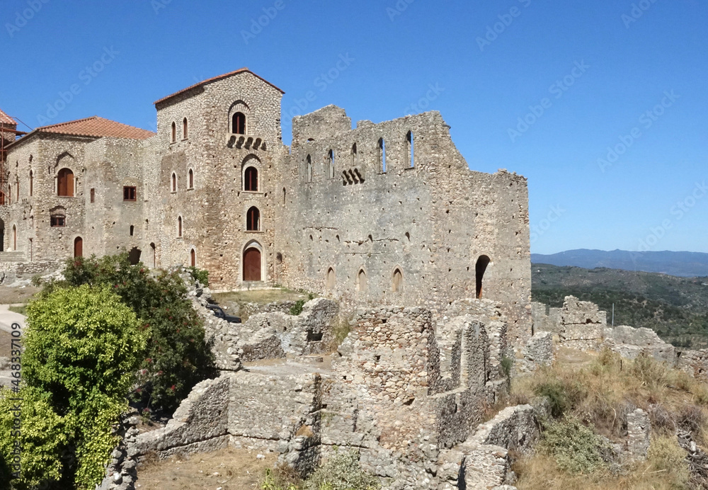 Greece. The ruins of the archeologic site Mystras