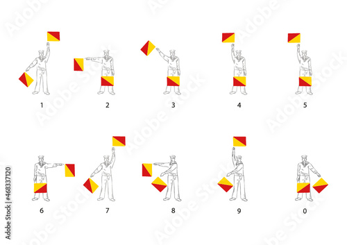 Semaphore flags sailor numbers photo