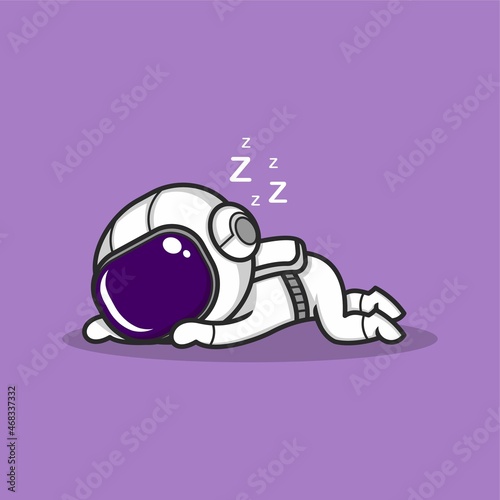 cute cartoon astronaut tired and falling asleep. vector illustration for mascot logo or sticker