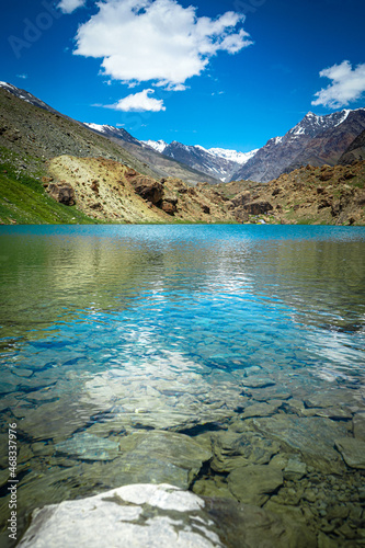 Vertical shot of the Deepak Tal lake in India