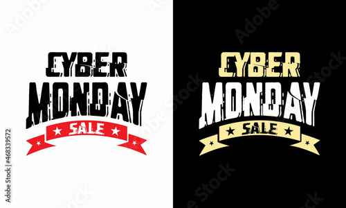 Cyber monday sale on black and white background. Online sales promotion event. vector illustration