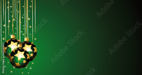 Golden and green ornaments banner. Vector illustration.