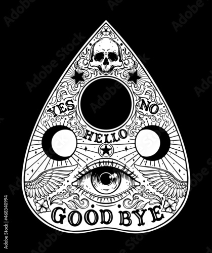 Ouija Planchette Board graphic illustration