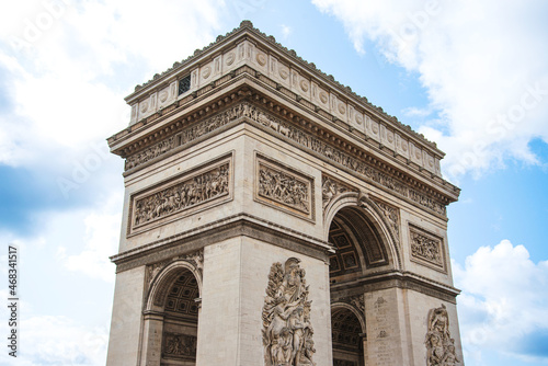PARIS  FRANCE - August 22  2019  Arc de Triomphe in Paris  one of the most famous monuments  Paris  France.