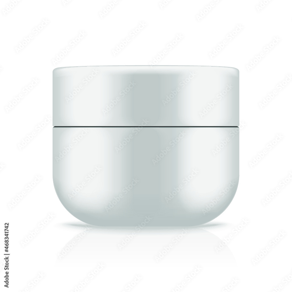 White plastic cosmetic jar. 3D rendering illustration White plastic cosmetic jar. 3D rendering illustration