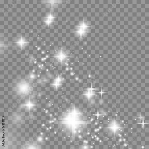 White sparks glitter special light effect. Christmas abstract pattern.