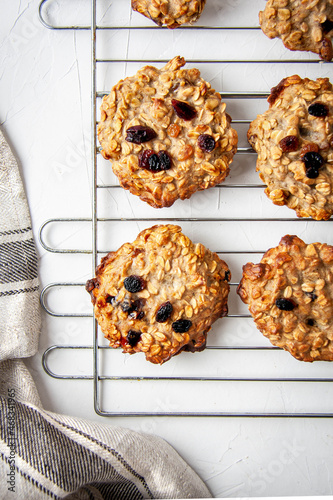 Homemade oatmeal cookies with raisins and cranberry