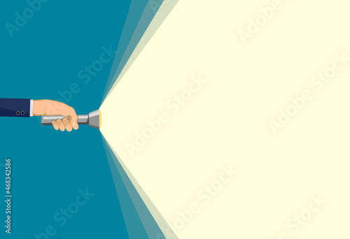Torch light in hand illuminated place for text.