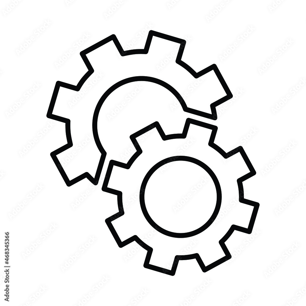 Settings, tools, machine, gear, industry, work, gears outline icon. Line art design.