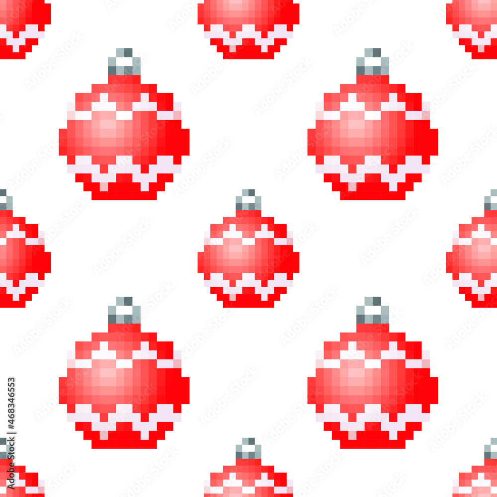 Obraz premium christmas balls seamless background, pixelated, vector illustration