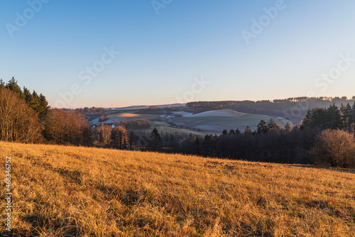 Rural landscape with meadow in autumn