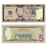 Five dollar bill, 5 US dollars banknote, from obverse and reverse. Simplified vector illustration of USD isolated on a white background