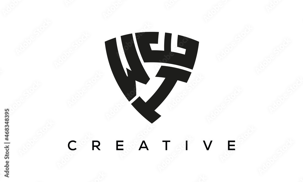 WIE letters logo, security Shield logo vector - obrazy, fototapety, plakaty 