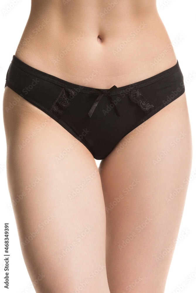 girl in panties, half-length shot on white background girl in panties, half-length shot on white background