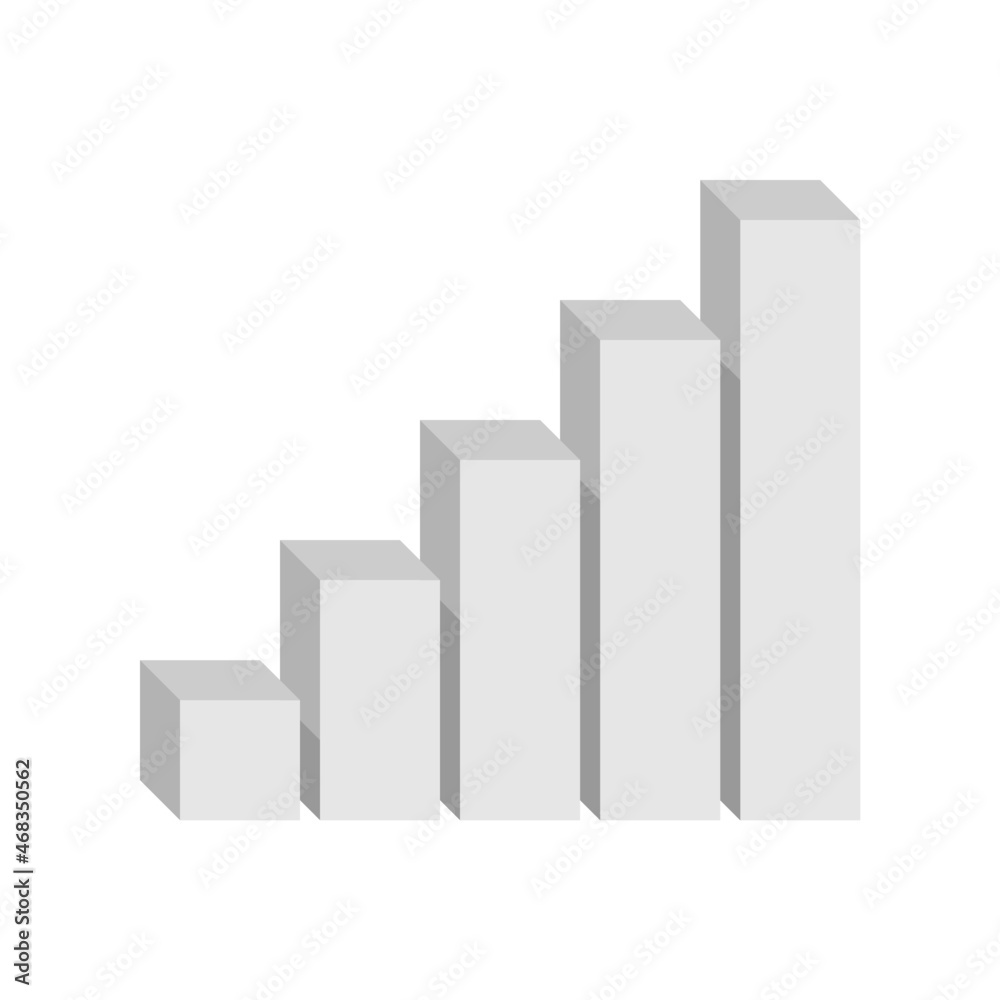 Steady growth bar graph. Vector illustration in light gray tones. Bar chart isolated on white. Steady growth bar graph. Vector illustration in light gray tones. Bar chart isolated on white.