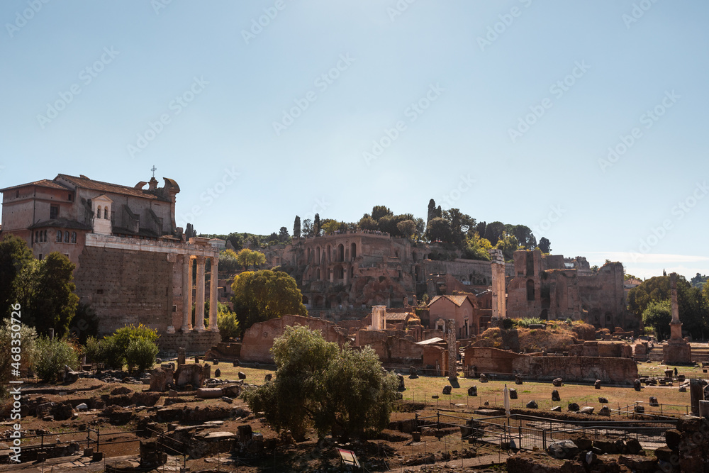 Obraz premium View from Roman Imperial Forum in Roma, Lazio, Italy.