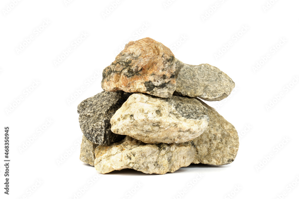 Obraz premium pile of granite gray stone isolated on white