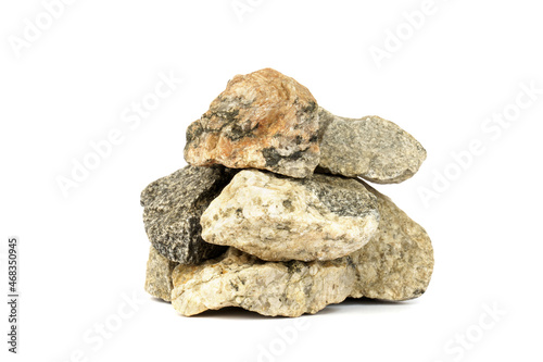 pile of granite gray stone isolated on white
