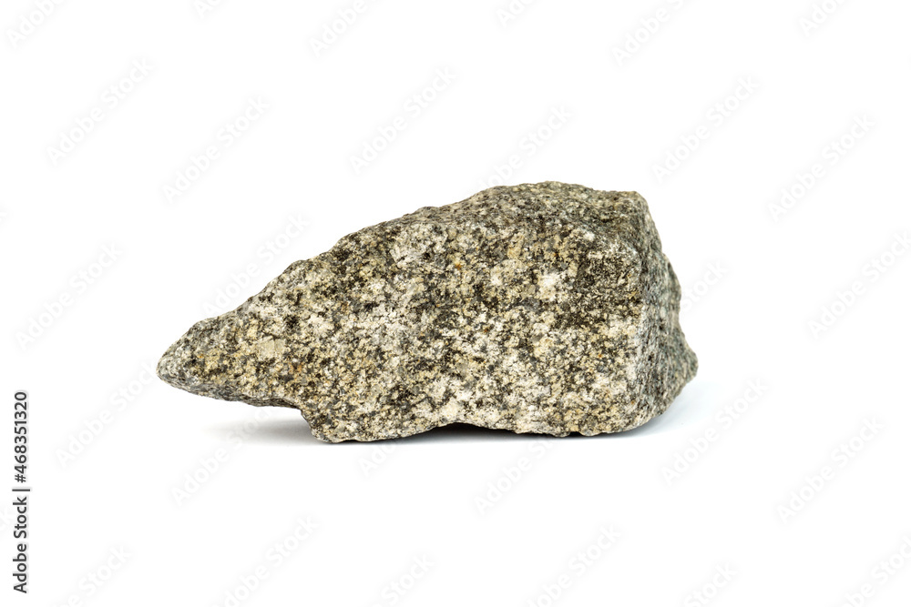 isolated gray granite stone on white background.