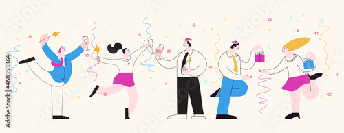 Horizontal banner template of Christmas office party