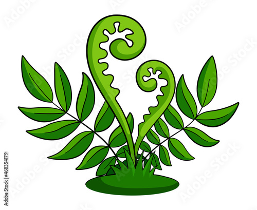 Fern icon. Prehistoric plant in cartoon style