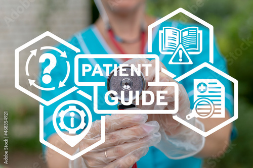 Medical concept of patient guide. Medicine client instructions. Patient informing.