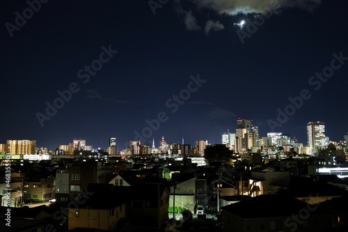 Sendai City, Miyagi Prefecture Japan November 2021. The city and moon of Sendai taken from Fukuzawamachi, Aoba-ku.