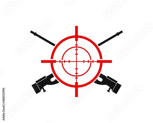 Cross air riffle with sniper symbol inside