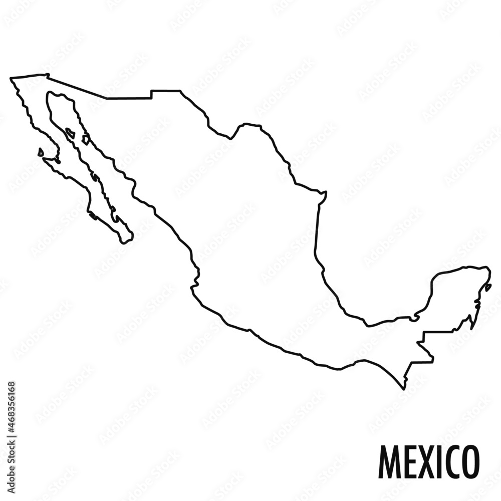 Vector high quality map of the Central American state of Mexico - Simple hand made line drawing map
