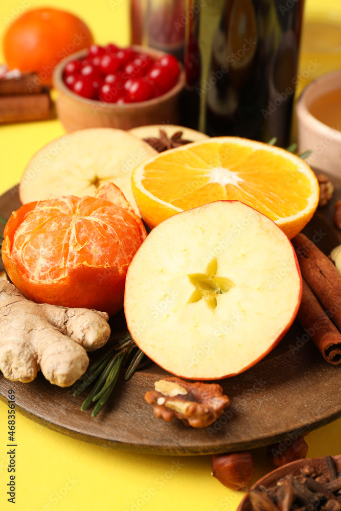 Ingredients for cooking mulled wine, close up Ingredients for cooking mulled wine, close up