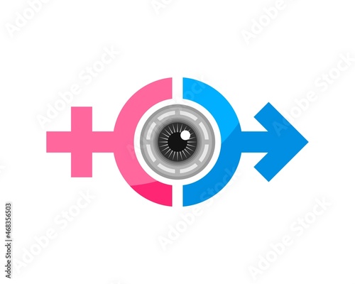 Man and girl symbol with healthy eye inside