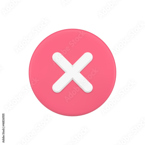 Simple red 3d cross icon button vector illustration