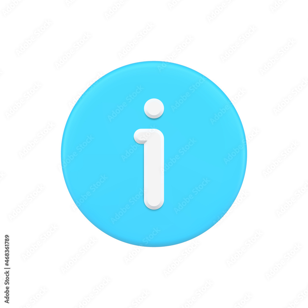 Blue 3d information icon vector illustration. Simple badge for answer ask communicate help desk Blue 3d information icon vector illustration. Simple badge for answer ask communicate help desk