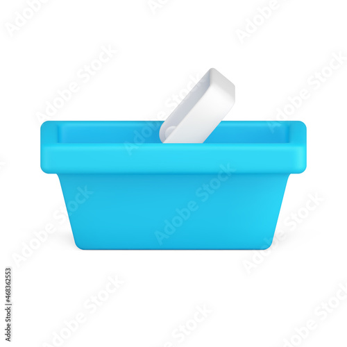 Simple isometric shopping cart with plastic handle for comfortable carrying 3d icon vector