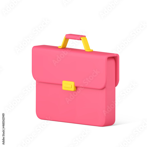 Modern business briefcase or schoolbag for carrying documents 3d isometric icon vector illustration