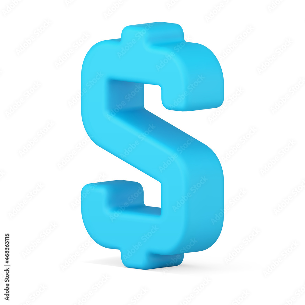 Fototapeta premium American dollar symbol blue 3d isometric icon vector illustration. Financial investment, banking