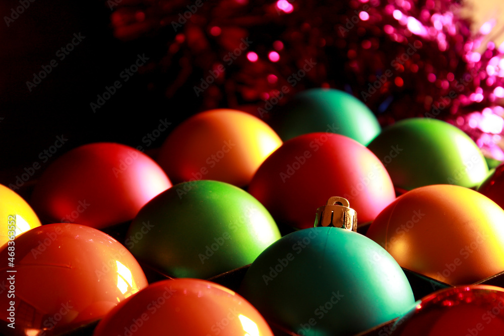 Colorful Christmas tree balls and garlands Colorful Christmas tree balls and garlands