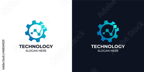 modern style technology and data logo set